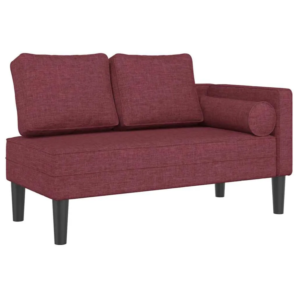 Chaise Lounge con Cuscini Rosso Vino Tessuto
