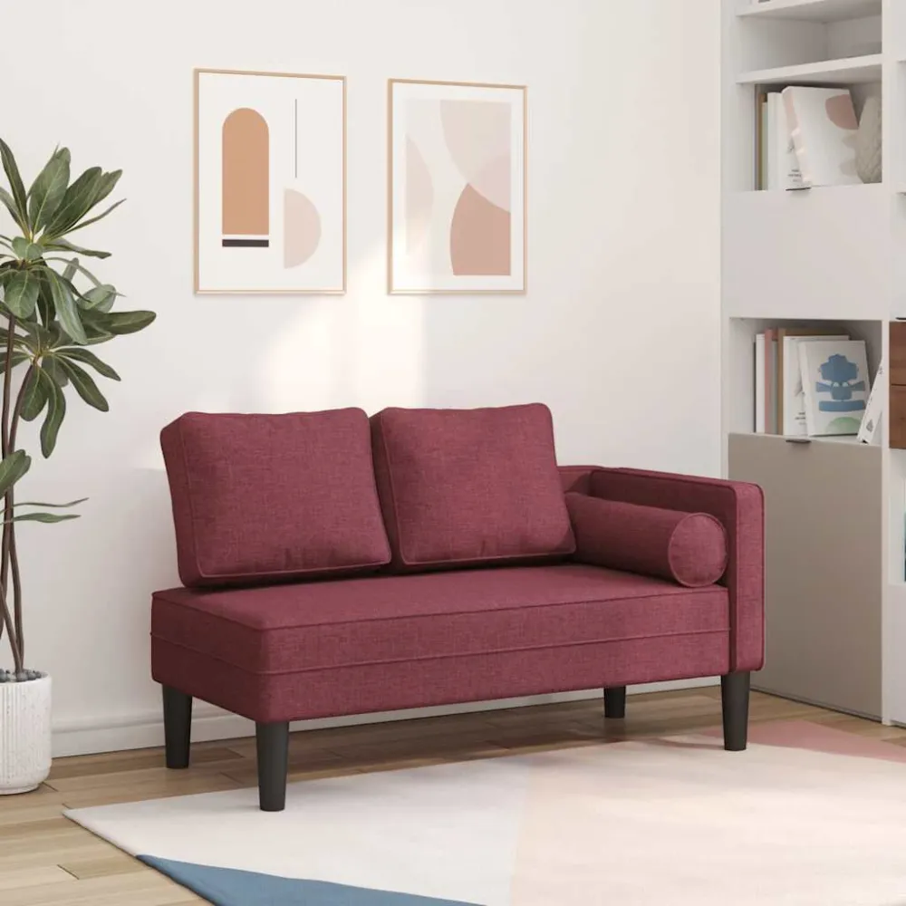 Chaise Lounge con Cuscini Rosso Vino Tessuto