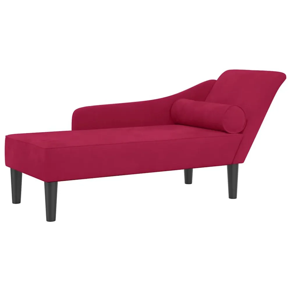 Chaise Lounge con Cuscini Rosso Vino Velluto