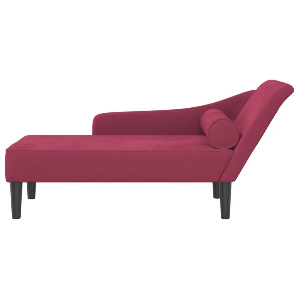 Chaise Lounge con Cuscini Rosso Vino Velluto