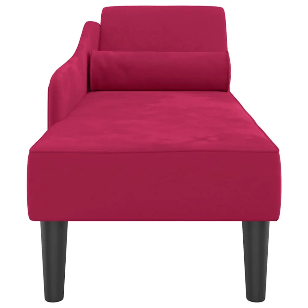 Chaise Lounge con Cuscini Rosso Vino Velluto