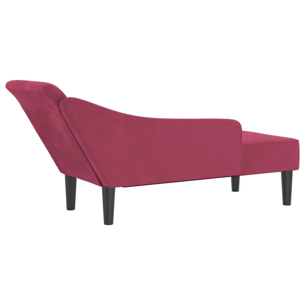 Chaise Lounge con Cuscini Rosso Vino Velluto