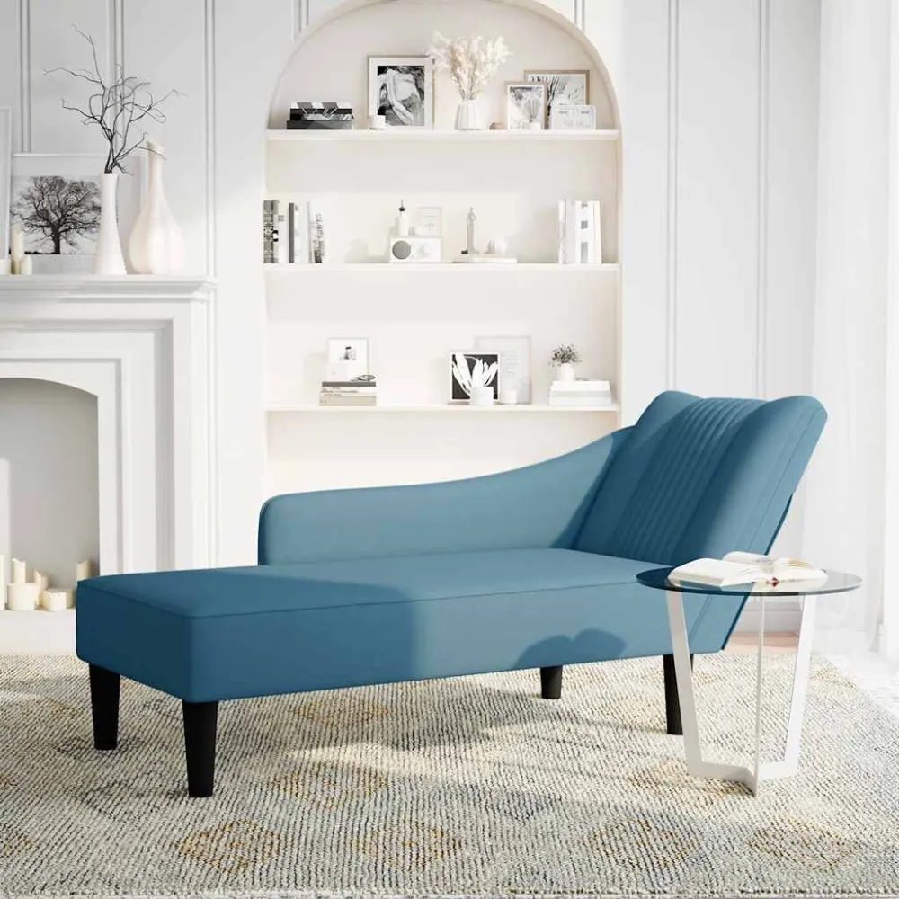 Sdraio con Bracciolo Destro Velluto Blu