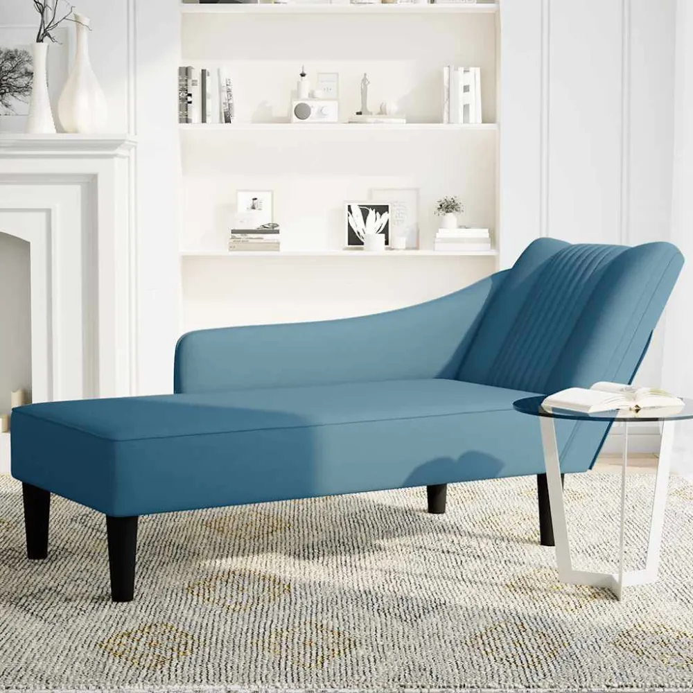 Sdraio con Bracciolo Destro Velluto Blu