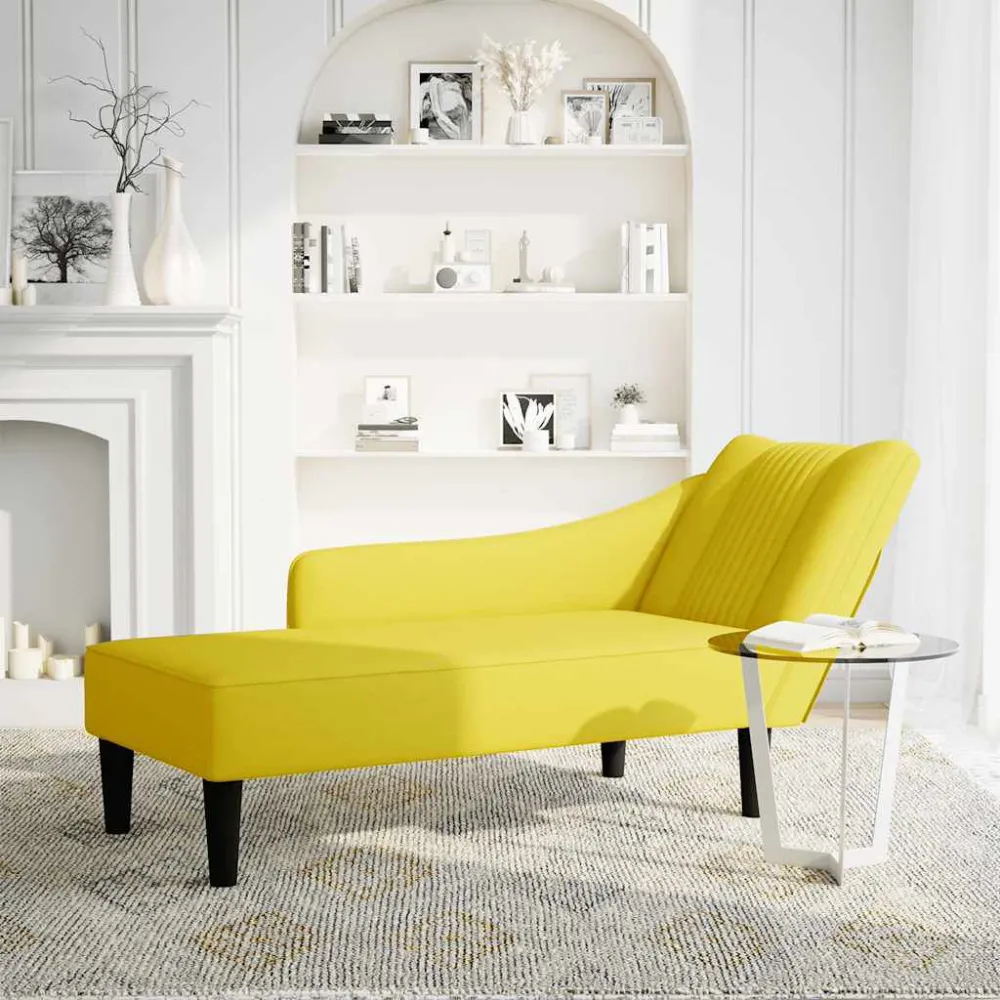 Sdraio con Bracciolo Destro Velluto Giallo