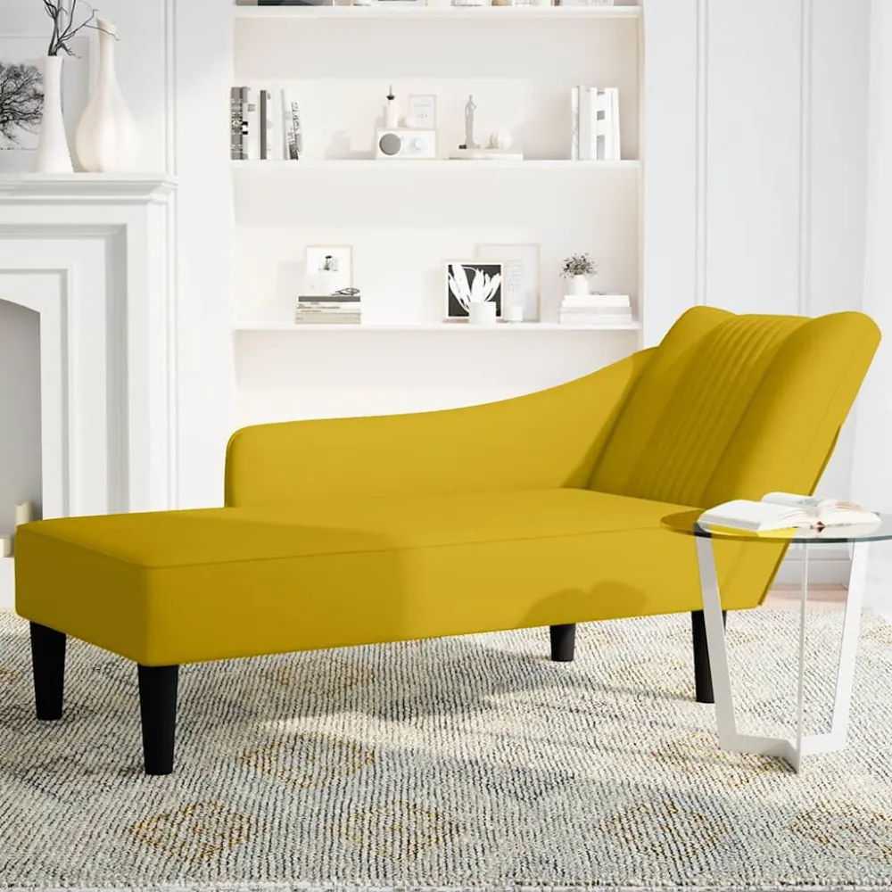 Sdraio con Bracciolo Destro Velluto Giallo