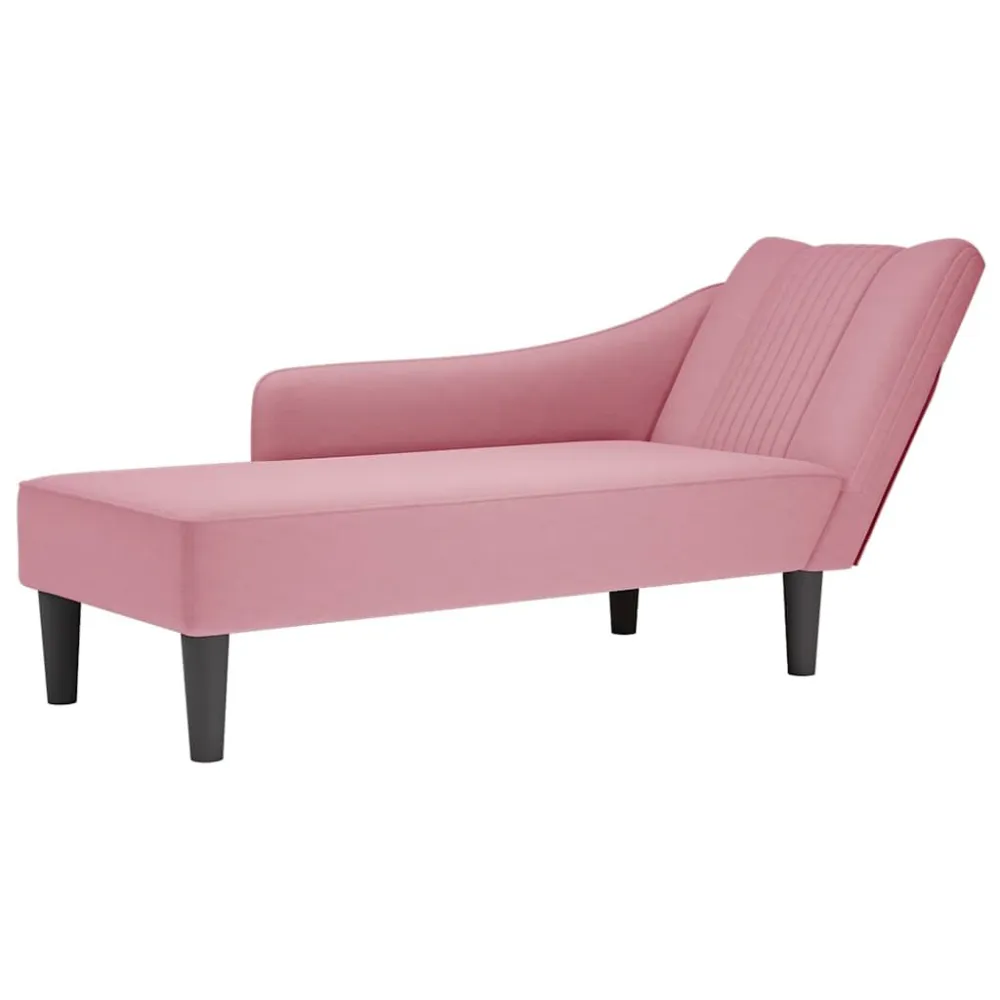 Sdraio con Bracciolo Destro Velluto Rosa