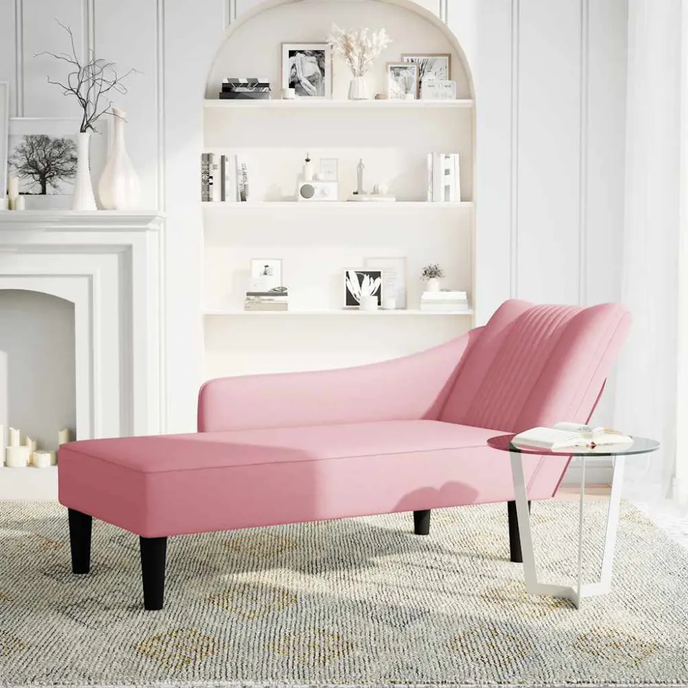 Sdraio con Bracciolo Destro Velluto Rosa