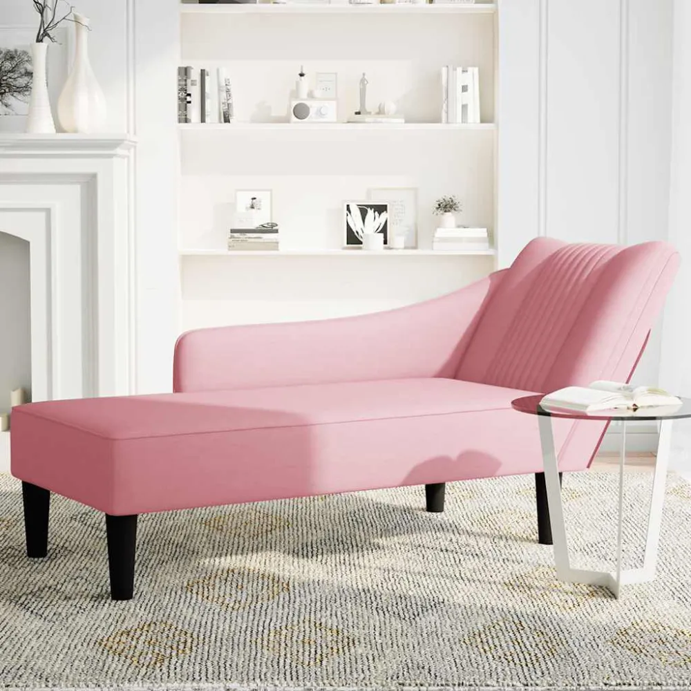 Sdraio con Bracciolo Destro Velluto Rosa