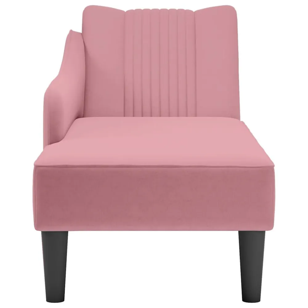 Sdraio con Bracciolo Destro Velluto Rosa