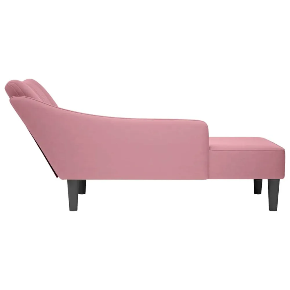 Sdraio con Bracciolo Destro Velluto Rosa