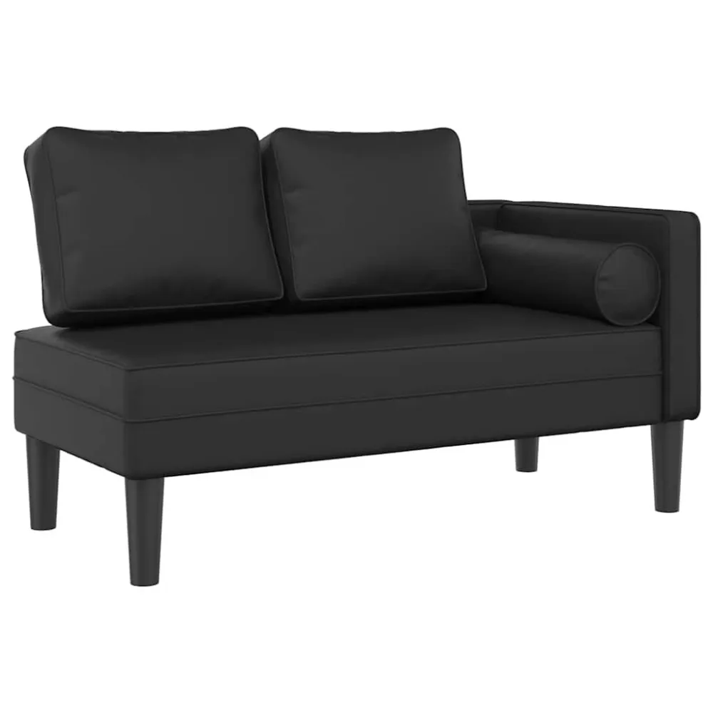Sdraio con Cuscini Nero Similpelle