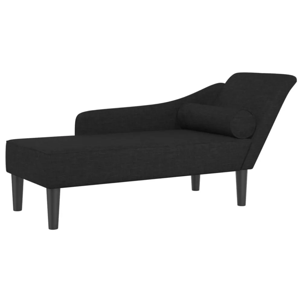 Sdraio con Cuscini Nero Tessuto
