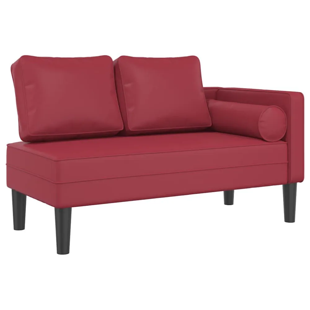 Sdraio con Cuscini Rosso Vino Similpelle