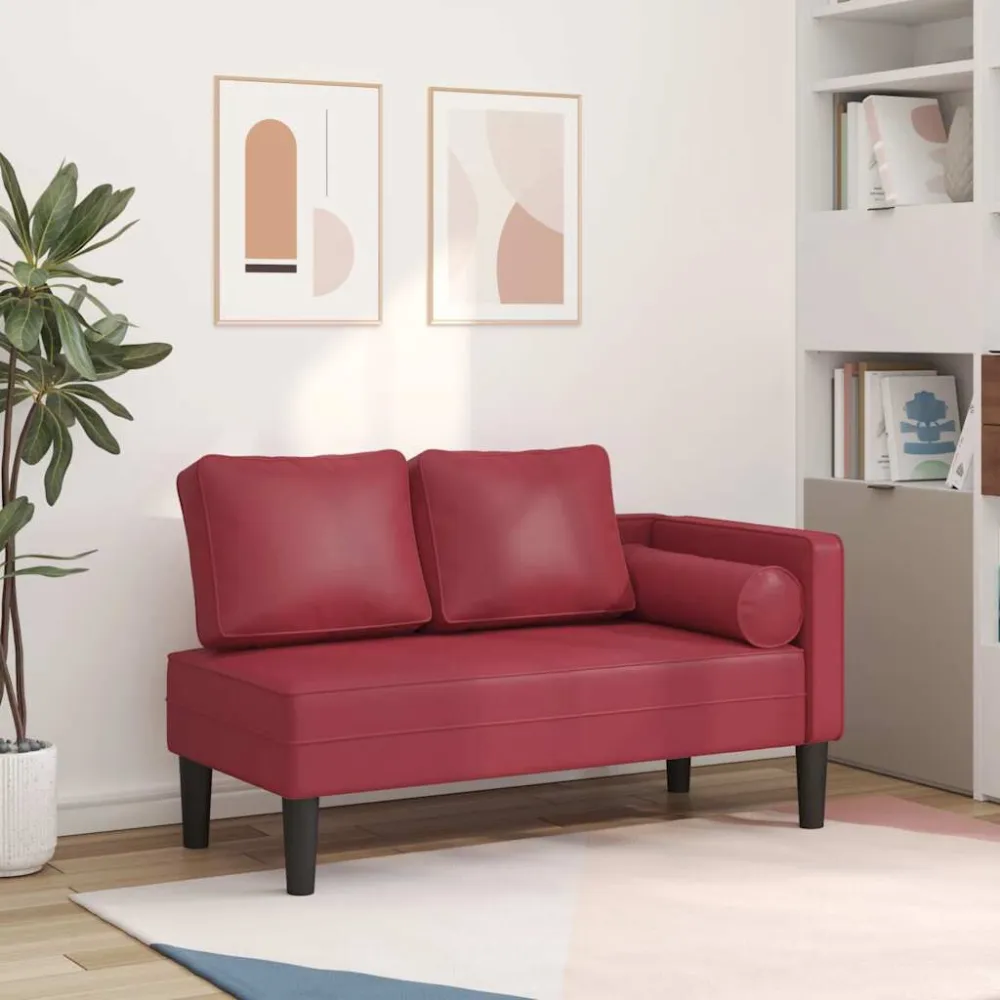 Sdraio con Cuscini Rosso Vino Similpelle