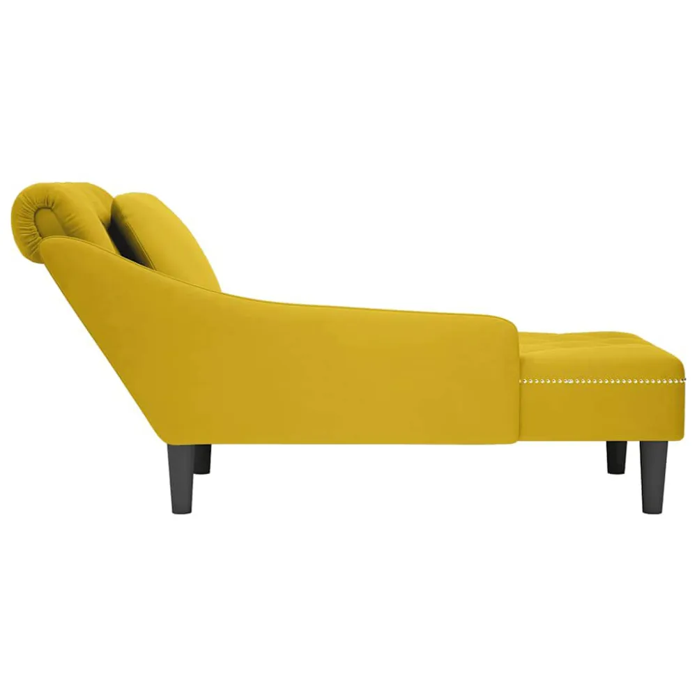 Sdraio con Cuscino e Bracciolo Destro Velluto Giallo
