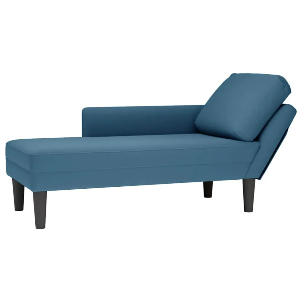 Sdraio con Cuscino e Bracciolo Destro Velluto Blu