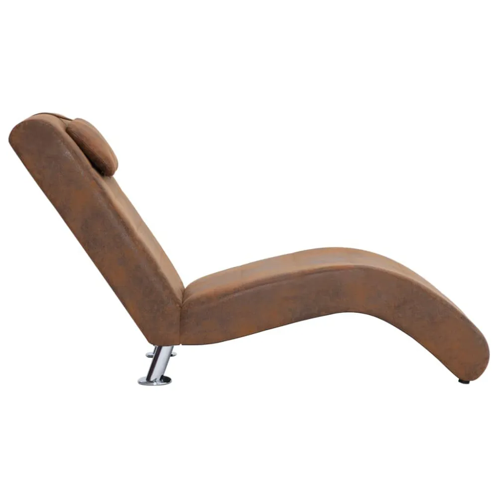 Sdraio con Cuscino Marrone Pelle Sintetica Scamosciata
