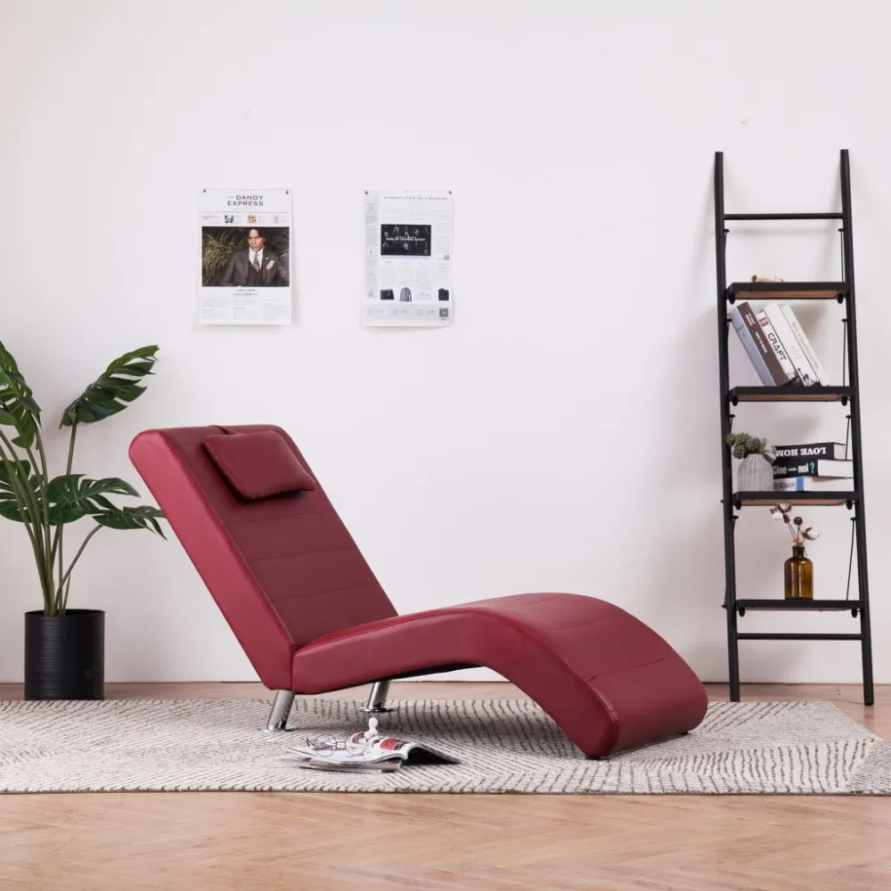 Sdraio con Cuscino Rosso Vino Similpelle