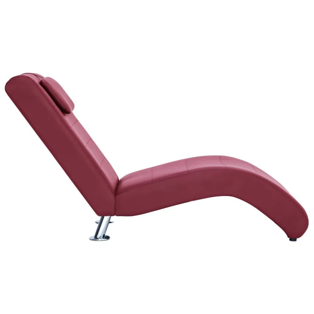 Sdraio con Cuscino Rosso Vino Similpelle