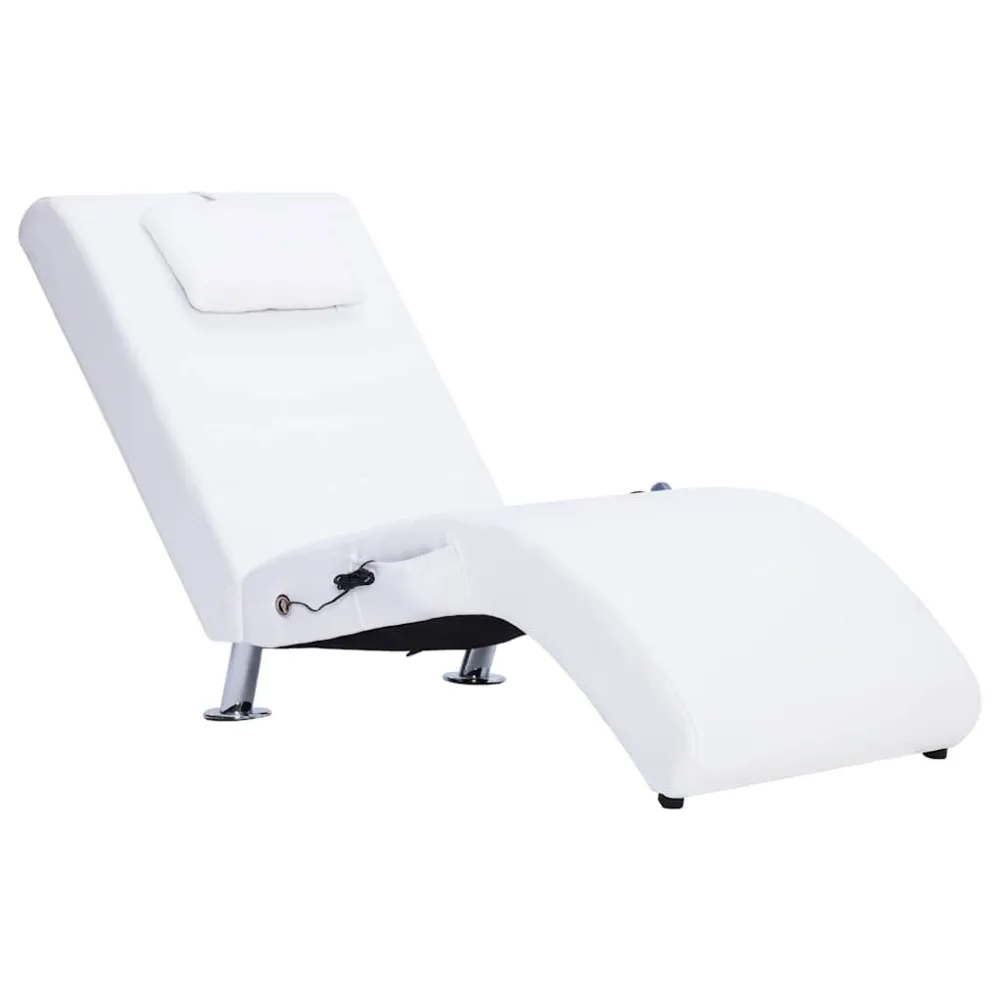 Sdraio Massaggiante con Cuscino Bianco Similpelle