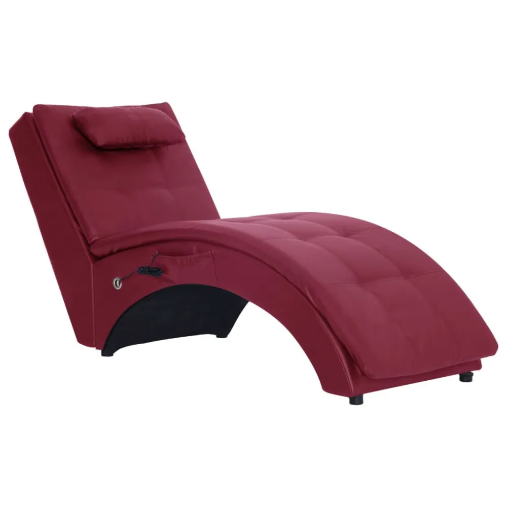 Sdraio Massaggiante con Cuscino Rosso Vino Similpelle