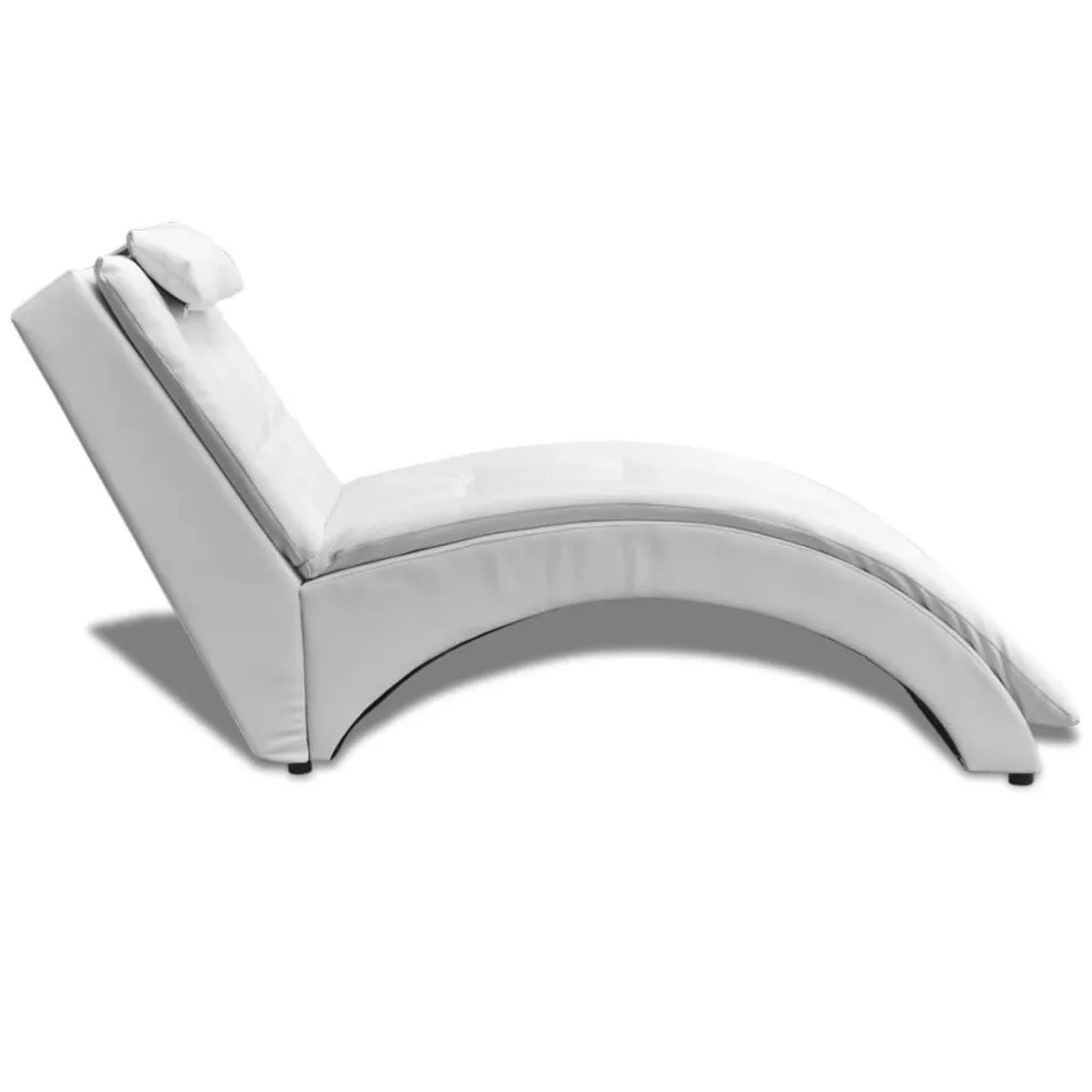 Sedia Sdraio con Cuscino Bianca Similpelle