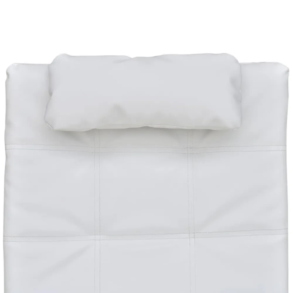 Sedia Sdraio con Cuscino Bianca Similpelle