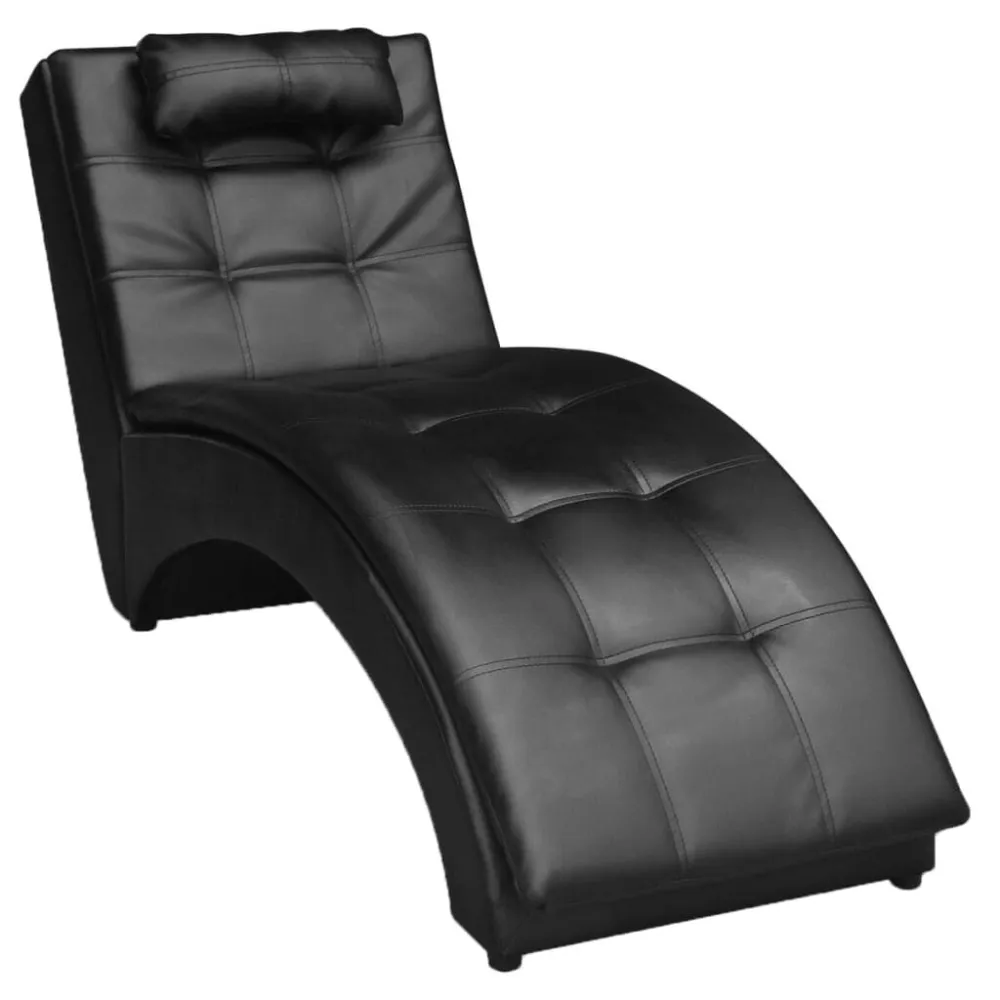 Sedia Sdraio con Cuscino Nera Similpelle