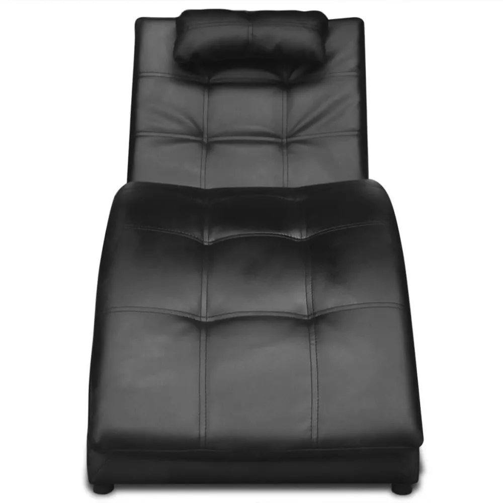 Sedia Sdraio con Cuscino Nera Similpelle