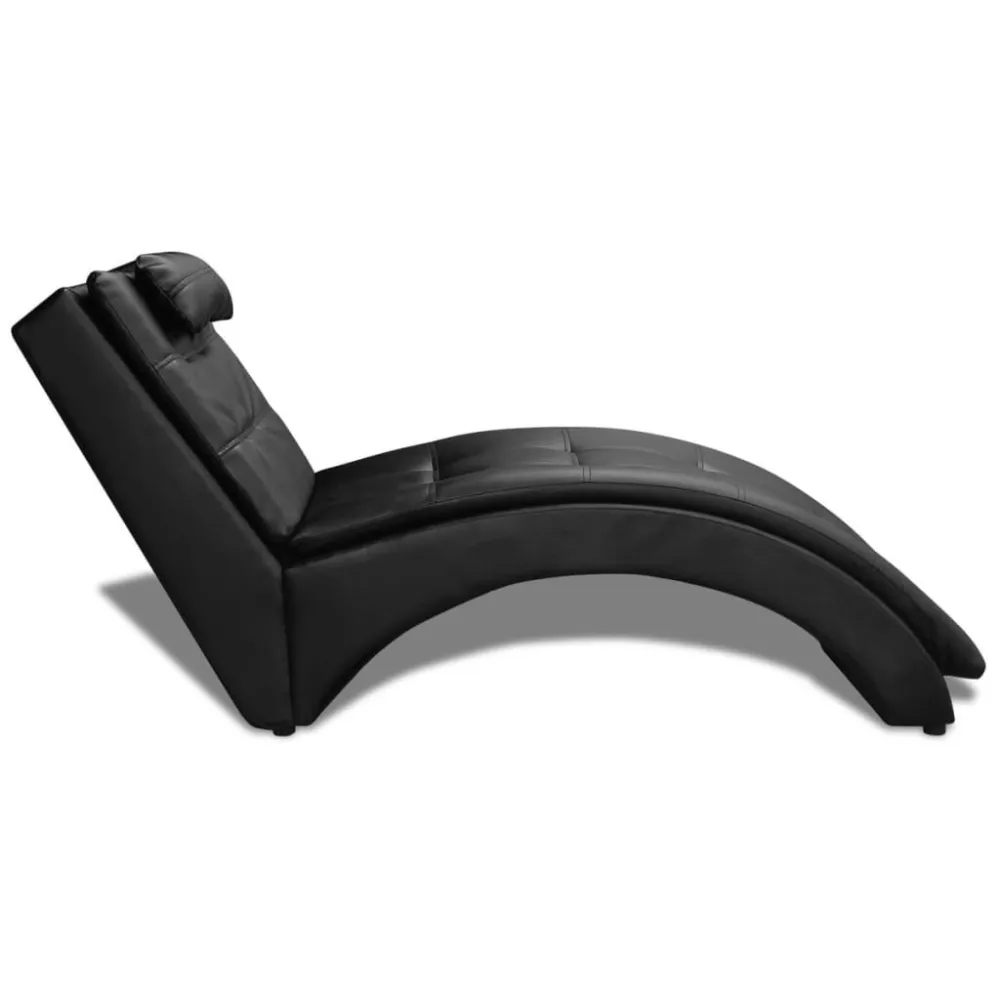 Sedia Sdraio con Cuscino Nera Similpelle