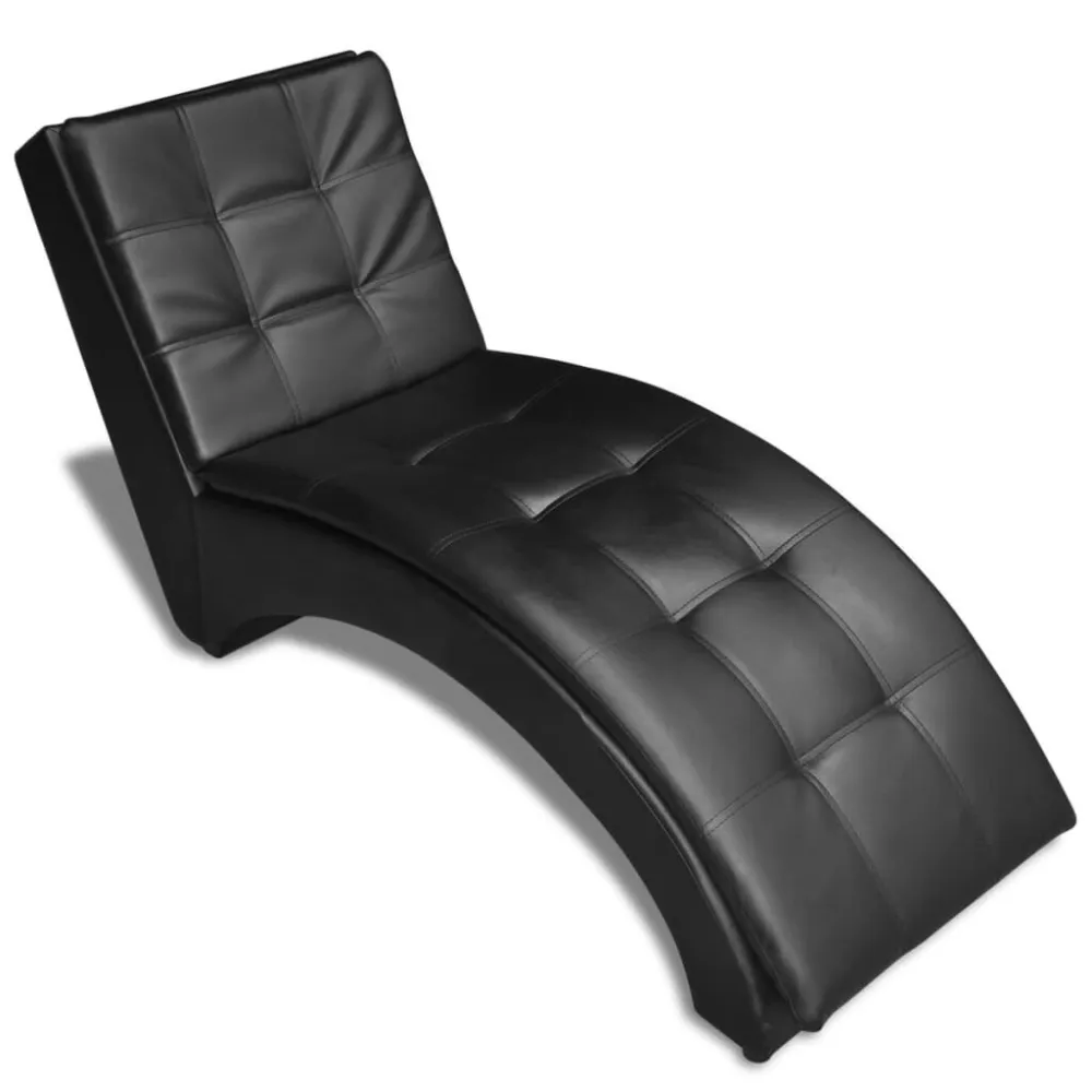 Sedia Sdraio con Cuscino Nera Similpelle