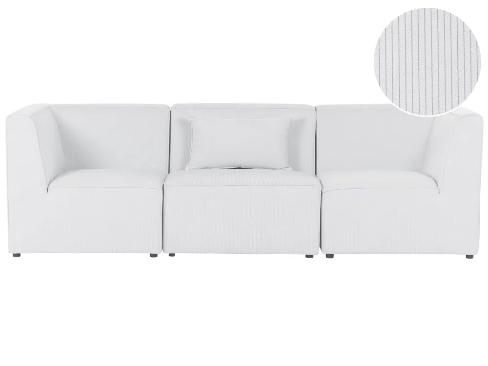 Divano modulare 3 posti velluto coste bianco imbrattato LEMVIG Easy Install