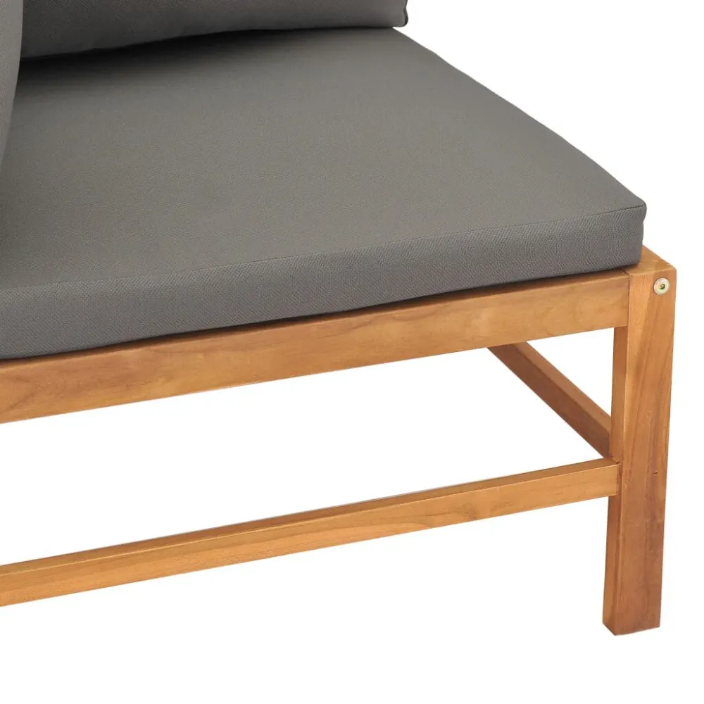 Divano Angolare con Cuscini Grigio Ombroso Massello di Teak
