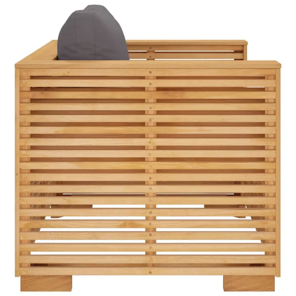 Divano da Giardino Cuscini Grigio Fosco Legno Massello di Teak