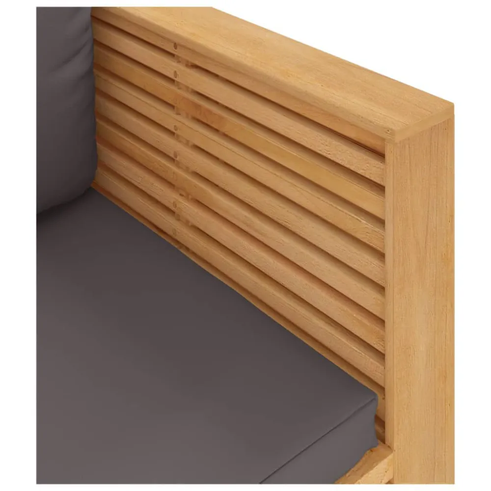 Divano da Giardino Cuscini Grigio Fosco Legno Massello di Teak