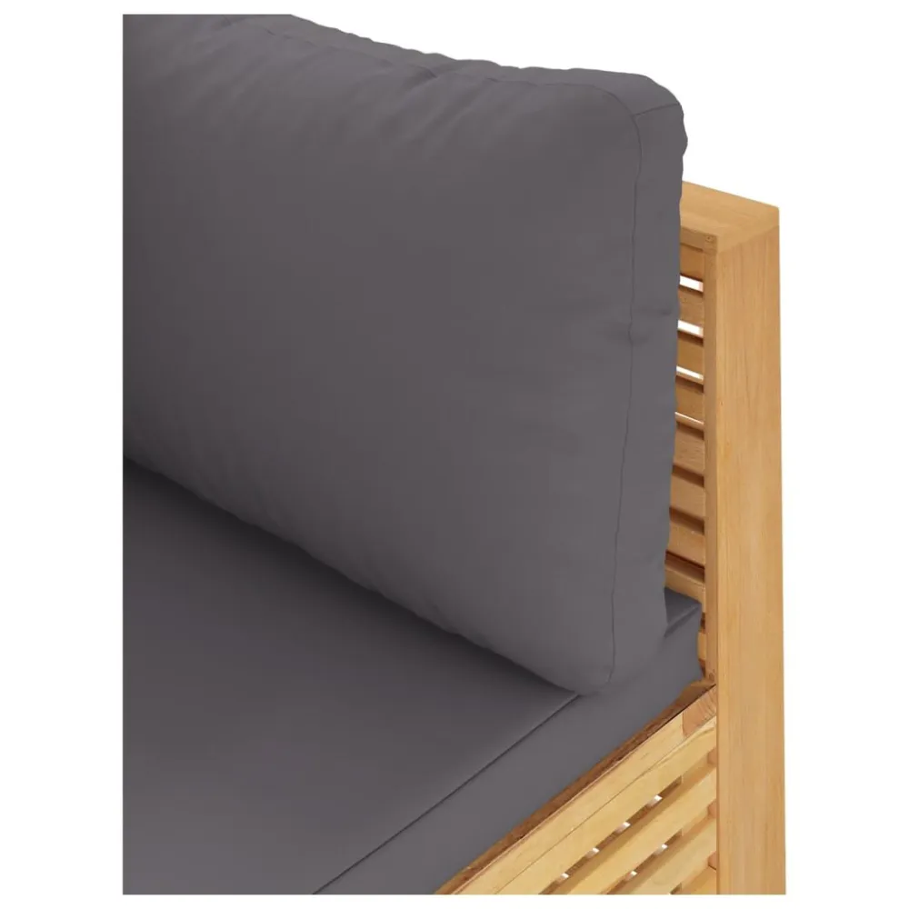 Set di Riparazione Divano Angolare Giardino Cuscini Grigio Cupo Massello di Teak