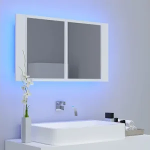 Armadietto Specchio con Luci LED Bianco 80x12x45 Acrilico