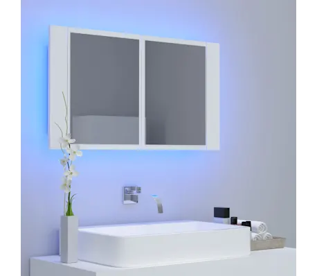 Armadietto Specchio con Luci LED Bianco 80x12x45 Acrilico