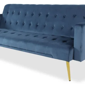 Divano letto Justy velluto blu clic-clac