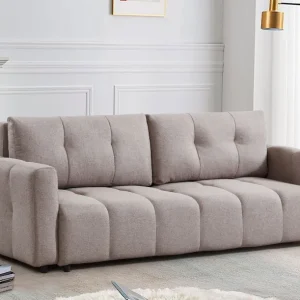 Divano letto 3 posti Stylian Tessuto Taupe
