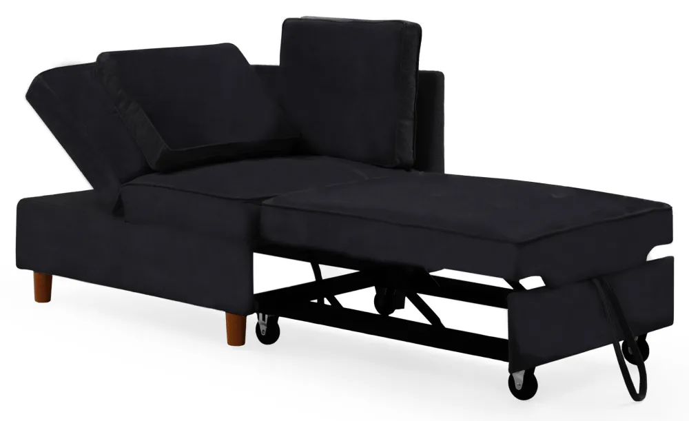 Divano letto 2 posti Zinez Velours Nero