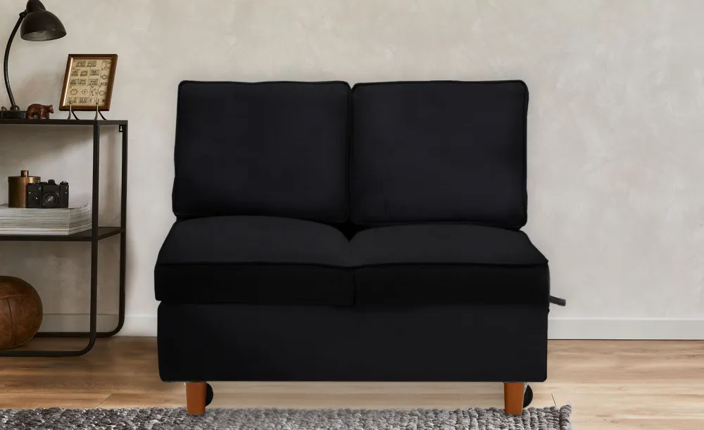Divano letto 2 posti Zinez Velours Nero