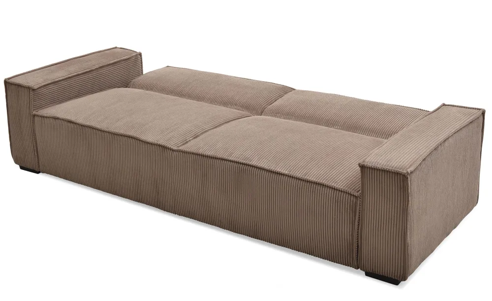 Divano-letto Roger 3 posti velluto coste Taupe