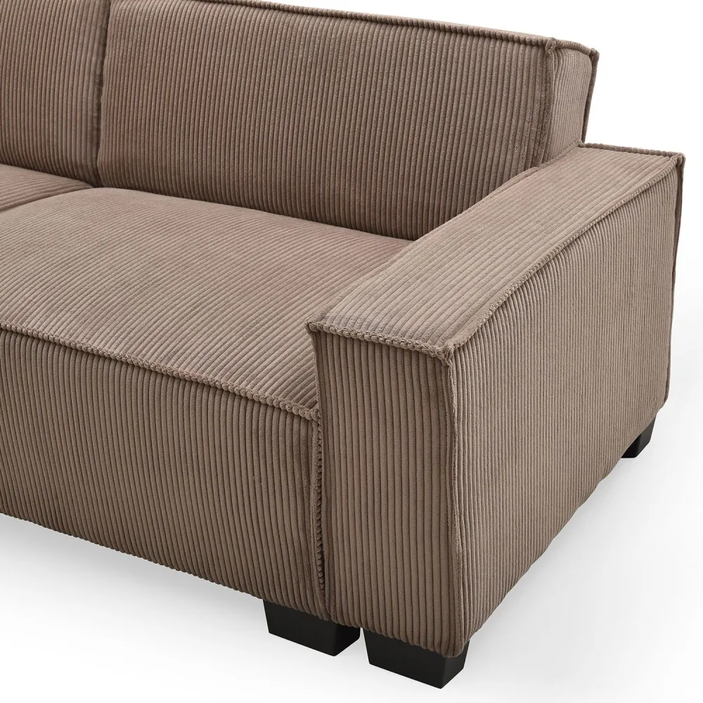 Divano-letto Roger 3 posti velluto coste Taupe