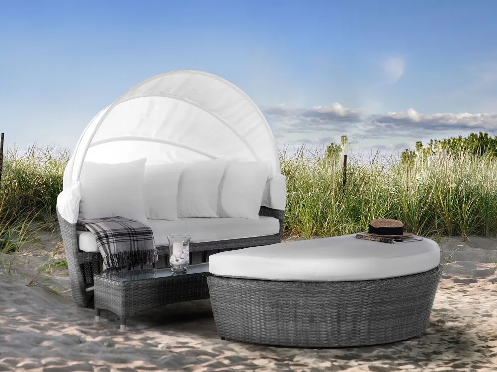 Divano coperto da giardino rattan grigio SYLT LUX per Mobili da Giardino | Con Custodia