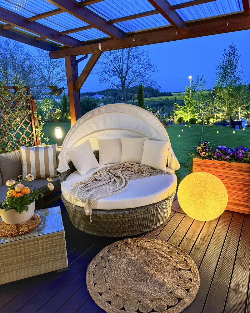 Divano coperto da giardino rattan grigio SYLT LUX per Mobili da Giardino | Con Custodia