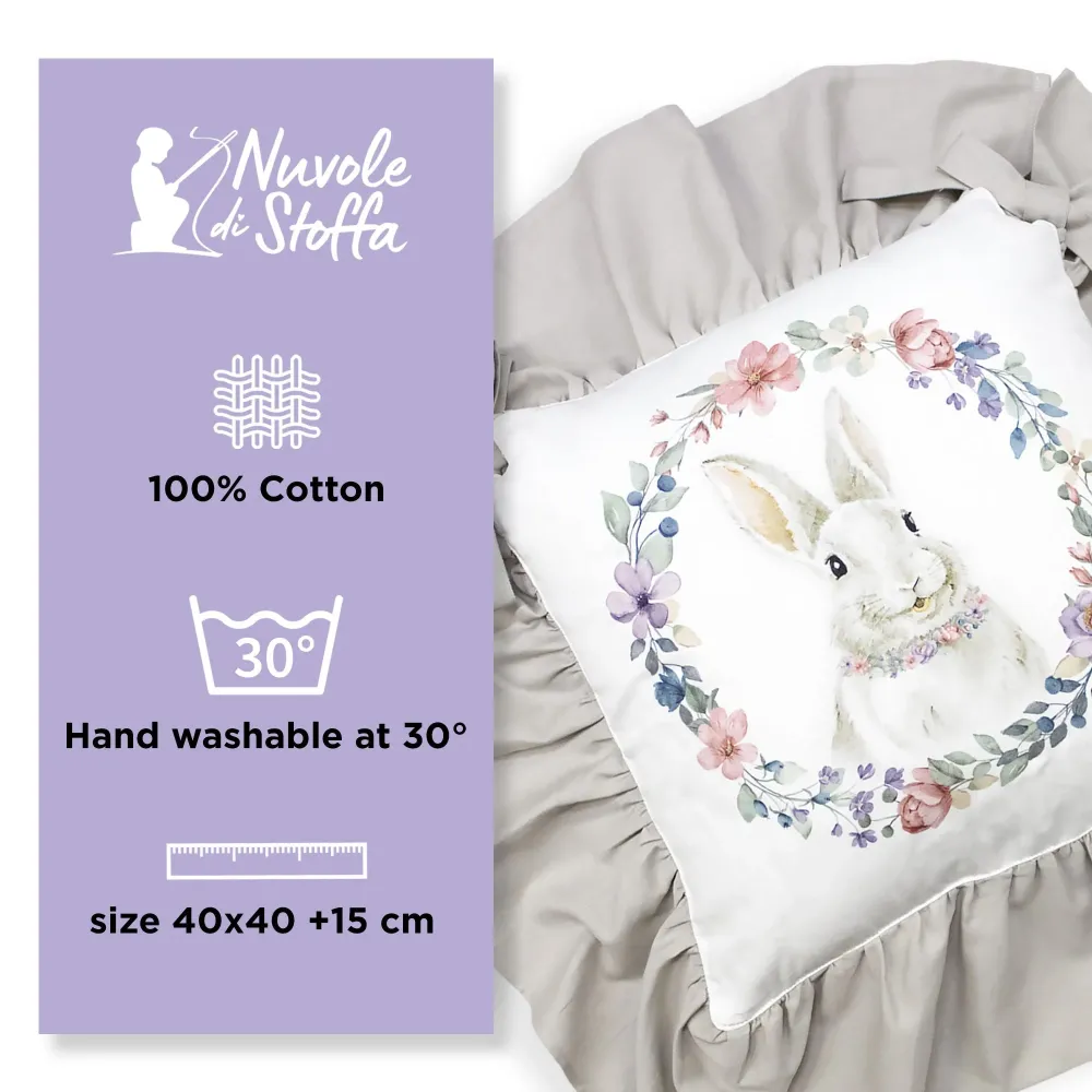 Cuscino coprisedia pasquale con balza Nuvole di Stoffa 40x40+15cm Bunny 6689