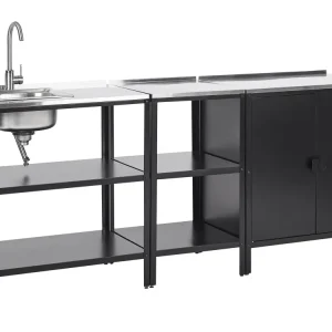 Set di cucina da esterno con lavello 1 armadietto e ripiani VILAMA