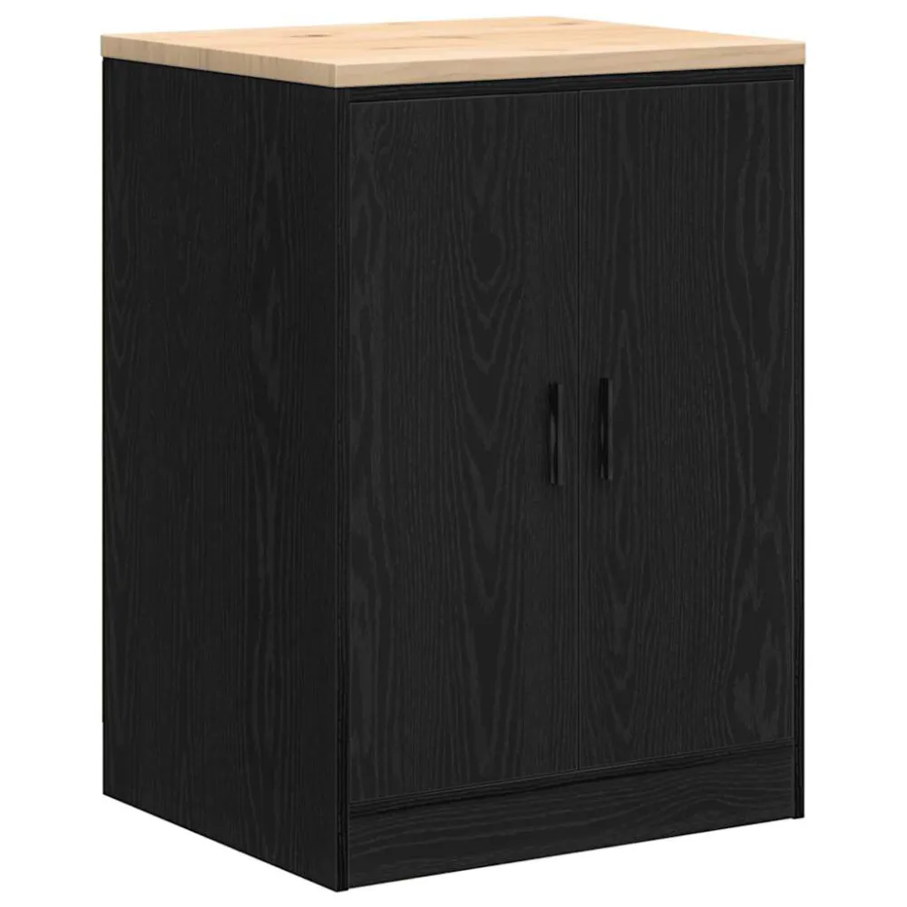 Armadietto da Garage Nero 60x51x85 cm Legno Massello di Pino - Conformità ISO 9001